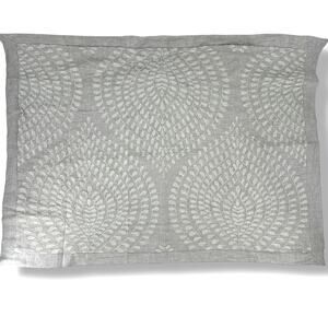 Restoration Hardware Palmette Embroidered Linen Sham King Lounger Fog Mist